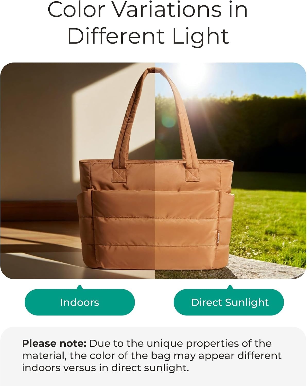 image:imageBAGSMART Puffy Tote Bag for Women Lightweight Work Tote HandbagBrown