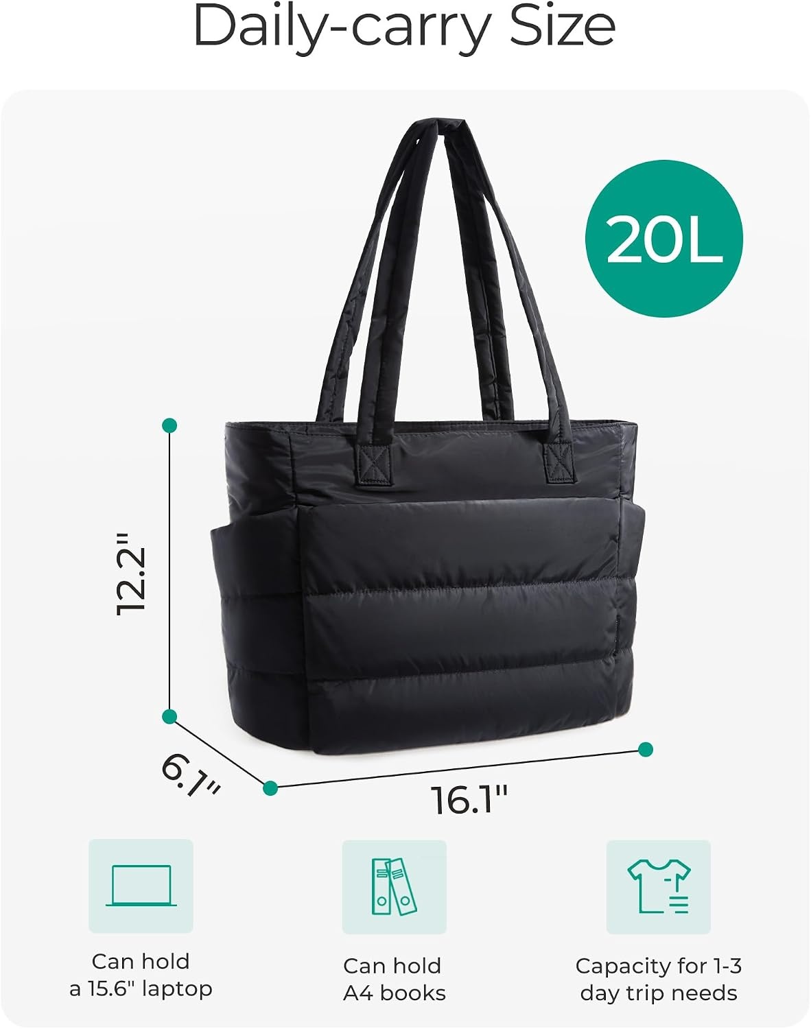 image:imageBAGSMART Puffy Tote Bag for Women Lightweight Work Tote HandbagCherry Red