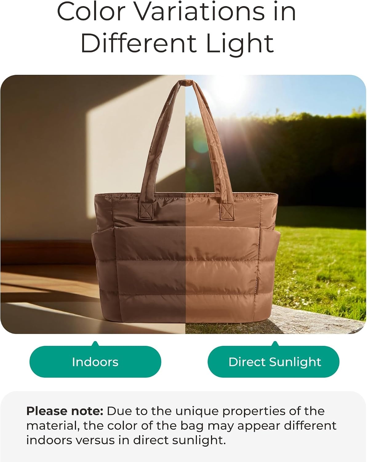 image:imageBAGSMART Puffy Tote Bag for Women Lightweight Work Tote HandbagCoffee