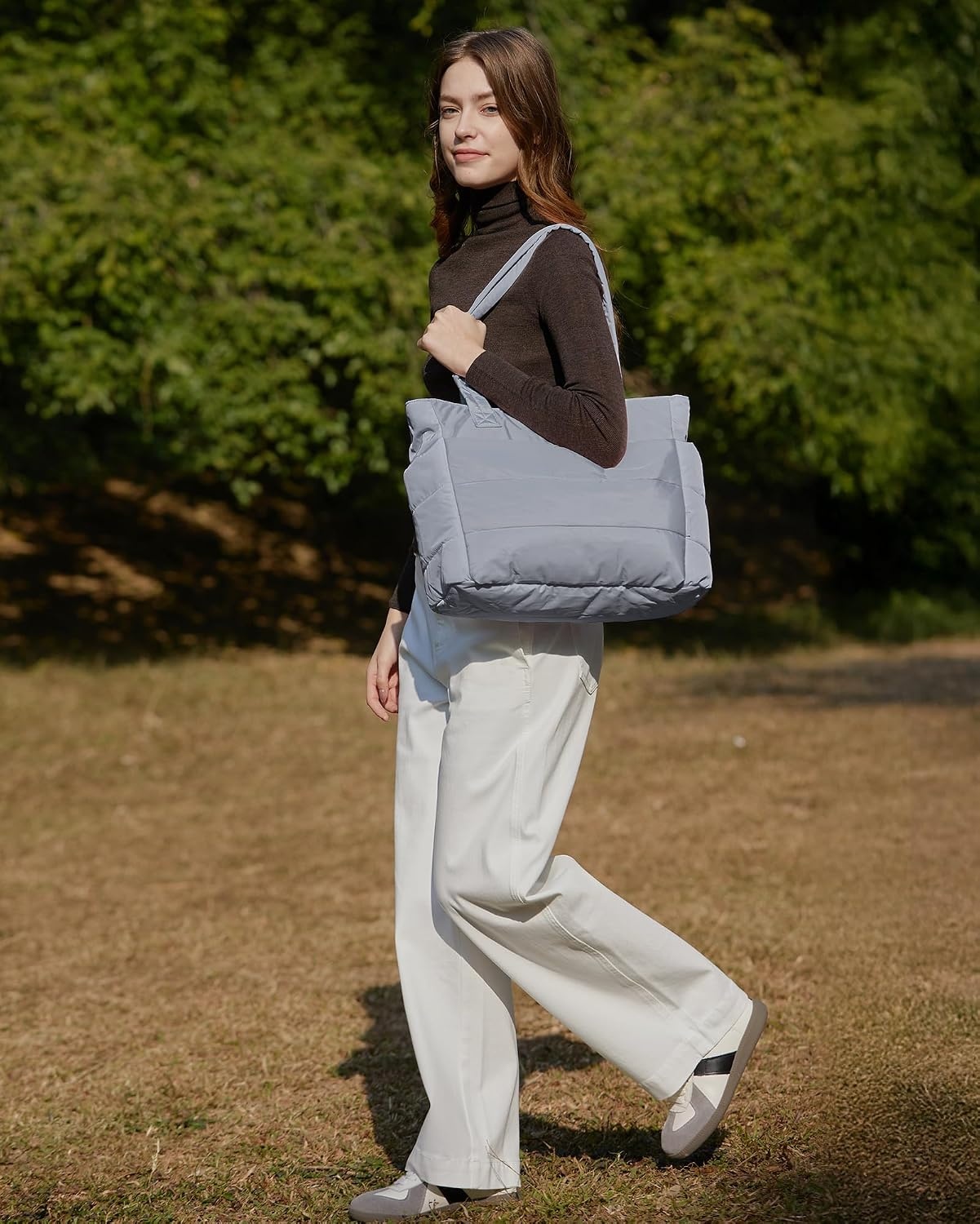 image:imageBAGSMART Puffy Tote Bag for Women Lightweight Work Tote HandbagDark Grey