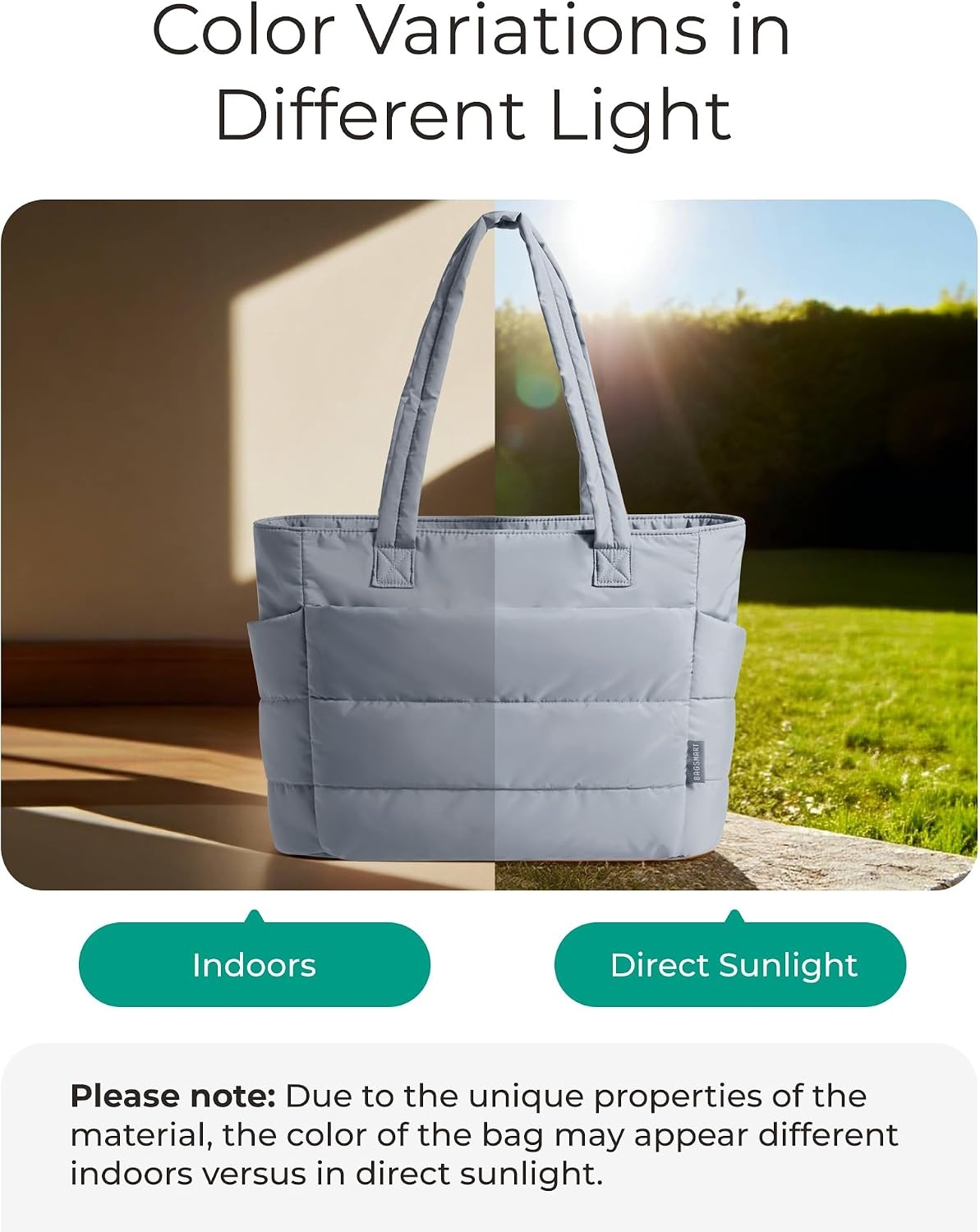 image:imageBAGSMART Puffy Tote Bag for Women Lightweight Work Tote HandbagDark Grey