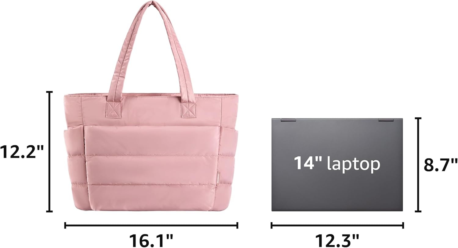 image:imageBAGSMART Puffy Tote Bag for Women Lightweight Work Tote HandbagDark Pink