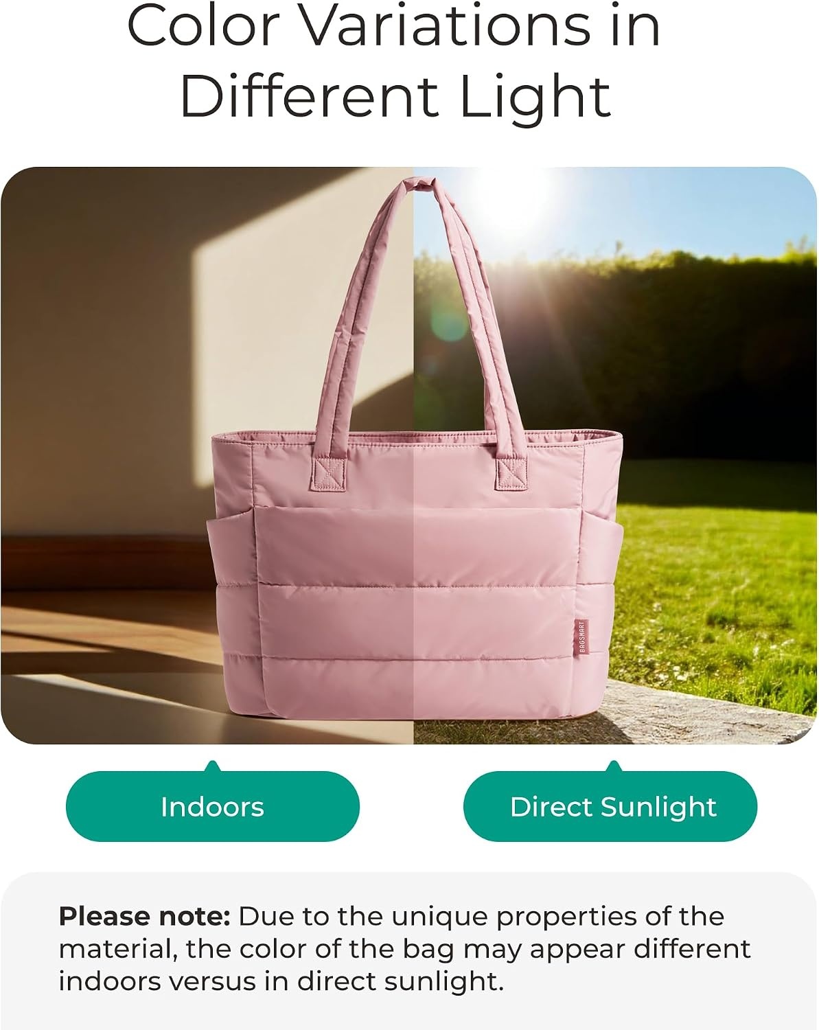 image:imageBAGSMART Puffy Tote Bag for Women Lightweight Work Tote HandbagDark Pink