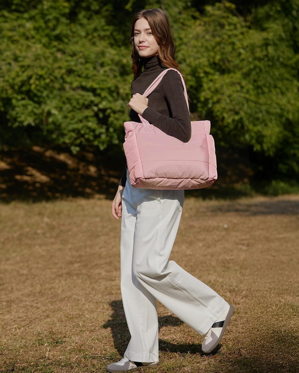 image:imageBAGSMART Puffy Tote Bag for Women Lightweight Work Tote HandbagDark Pink