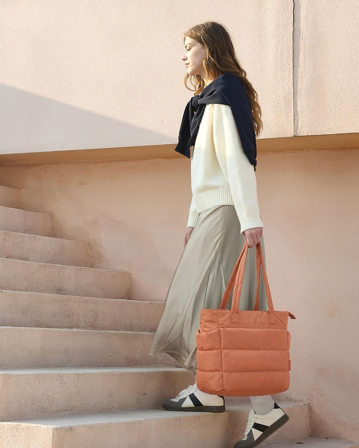 image:imageBAGSMART Puffy Tote Bag for Women Lightweight Work Tote HandbagOrange