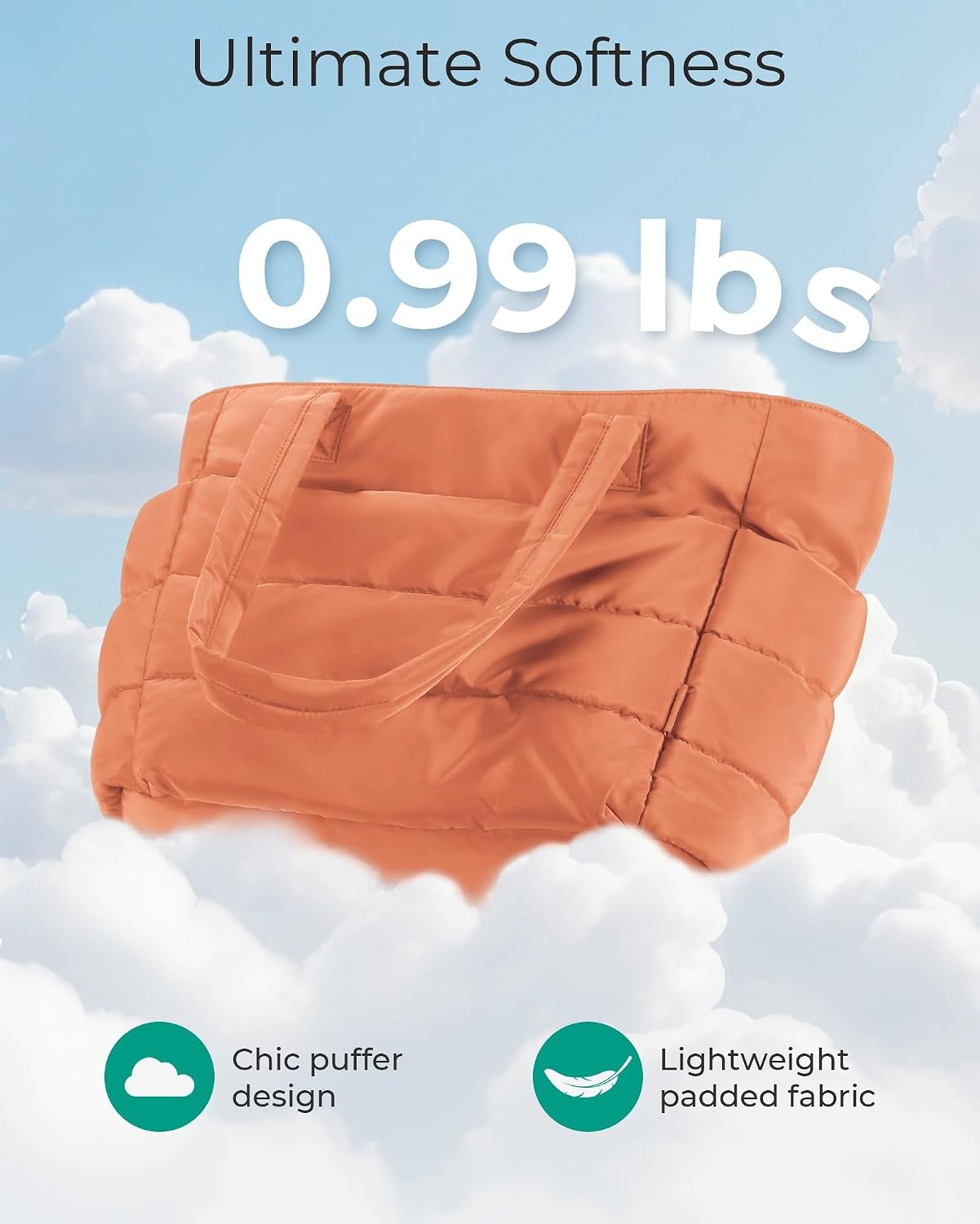 image:imageBAGSMART Puffy Tote Bag for Women Lightweight Work Tote HandbagOrange