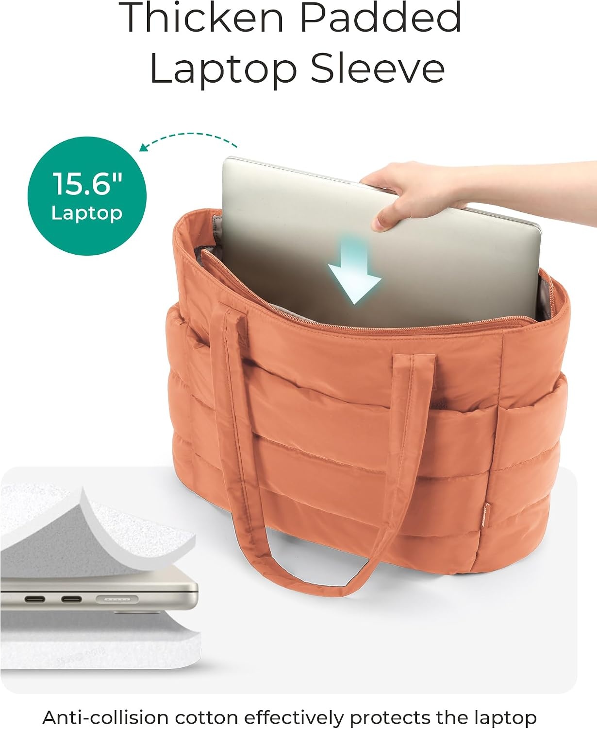 image:imageBAGSMART Puffy Tote Bag for Women Lightweight Work Tote HandbagOrange
