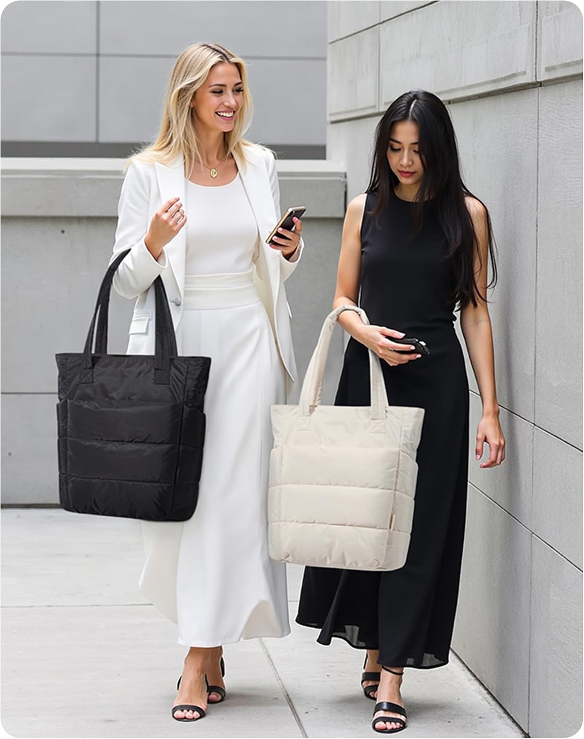 image:imageBAGSMART Puffy Tote Bag for Women Lightweight Work Tote HandbagOyster White