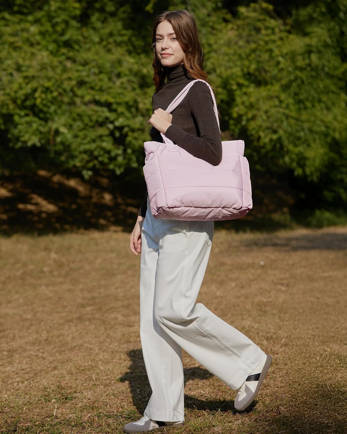 image:imageBAGSMART Puffy Tote Bag for Women Lightweight Work Tote HandbagPink