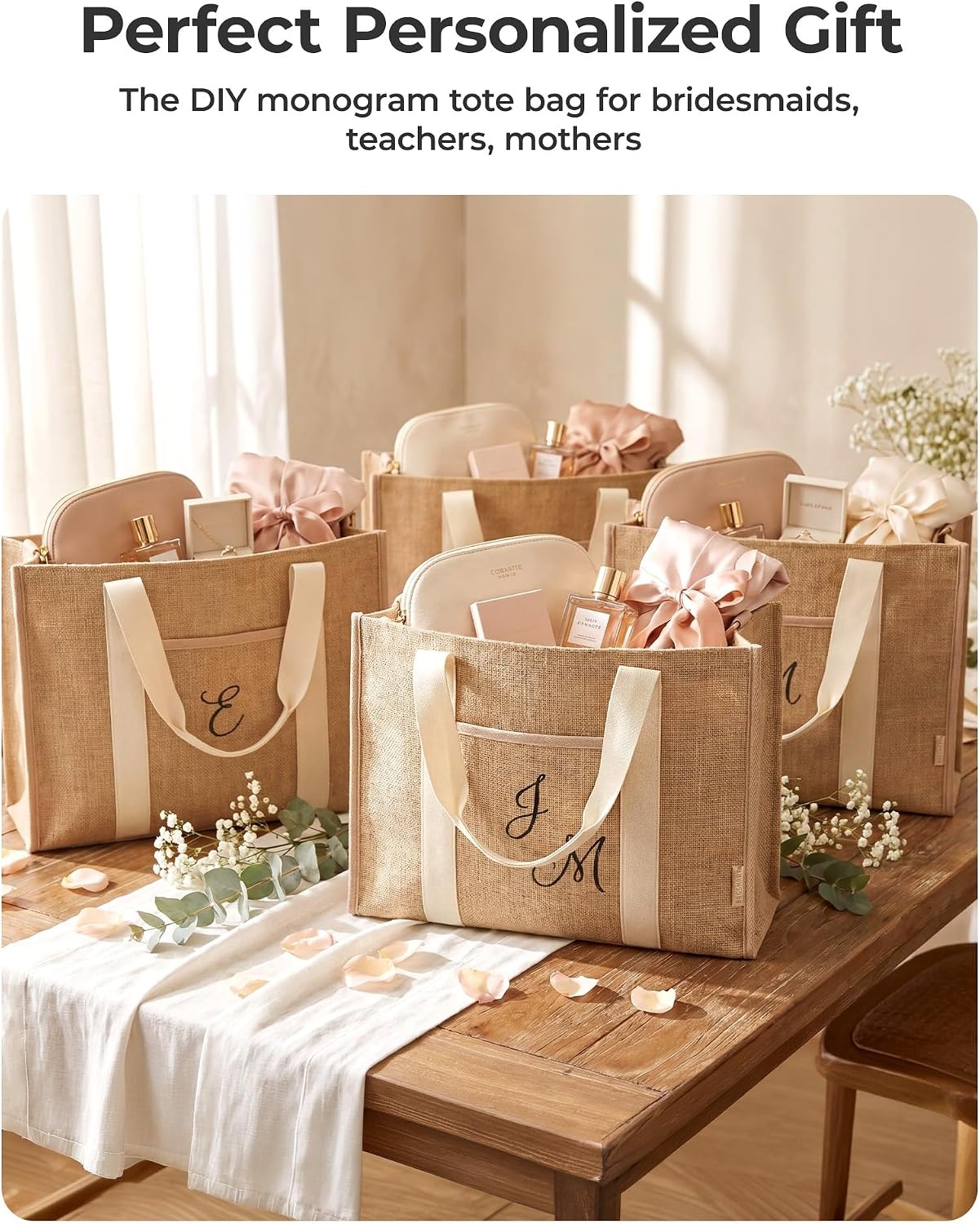 image:imageBAGSMART Tote Bag for Women Personalized Teacher Appreciation GiftsJute Leopard Straps