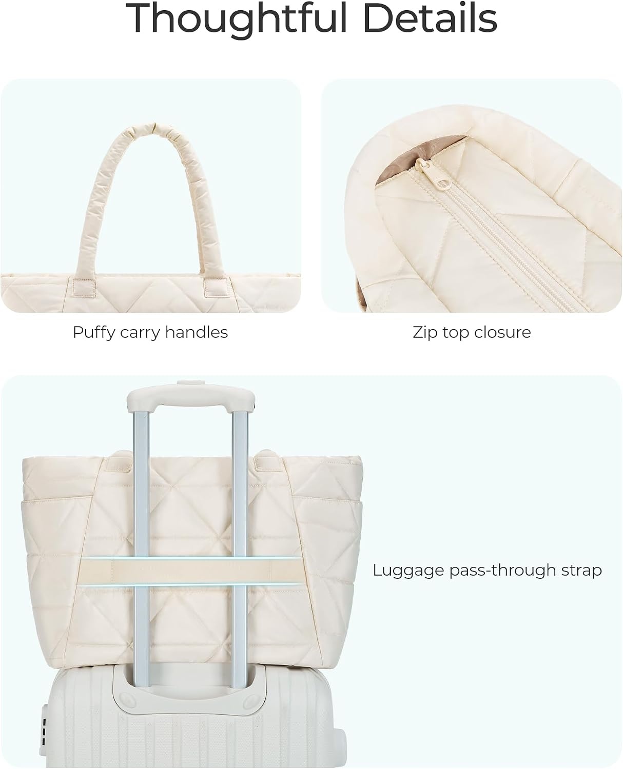 image:imageBAGSMART Tote Bag for Women Puffer Tote Bag for Work Large Shoulder BagAbeige