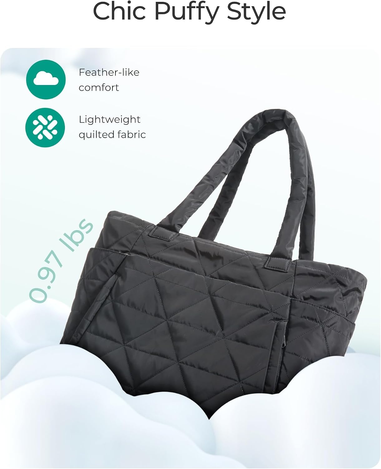 image:imageBAGSMART Tote Bag for Women Puffer Tote Bag for Work Large Shoulder BagBblack