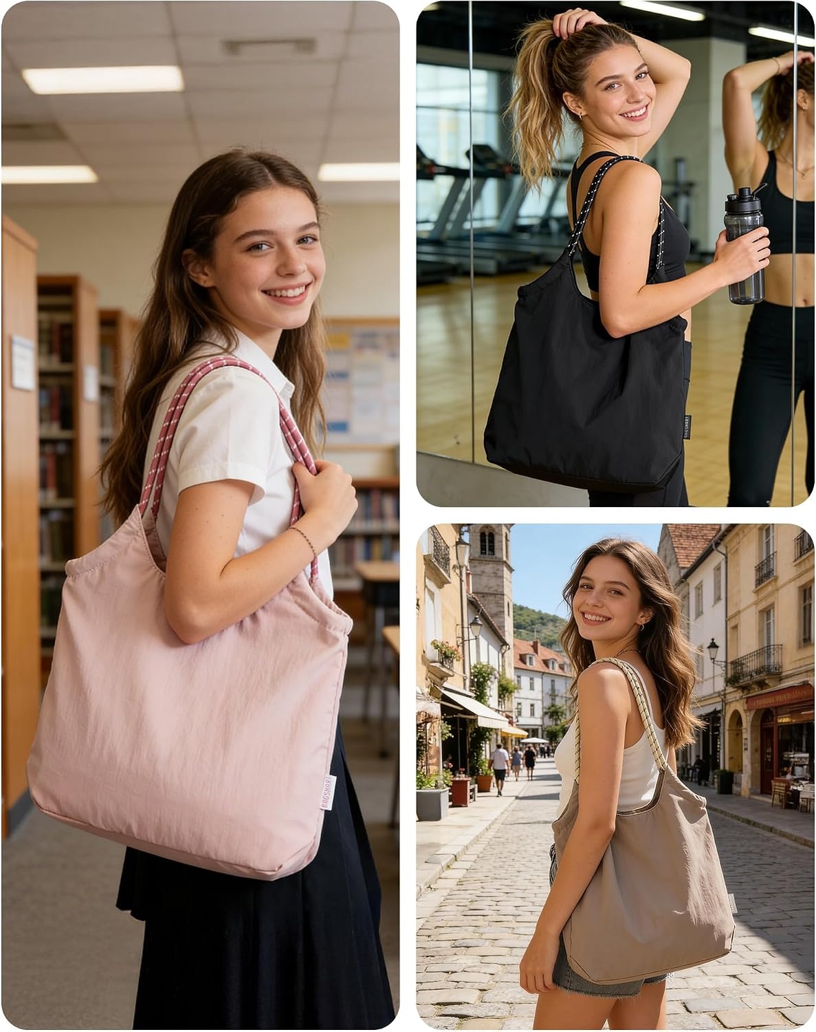 image:imageBAGSMART Tote Bag for Women Travel Tote Beach Bag with Zipper for GymLight Beige