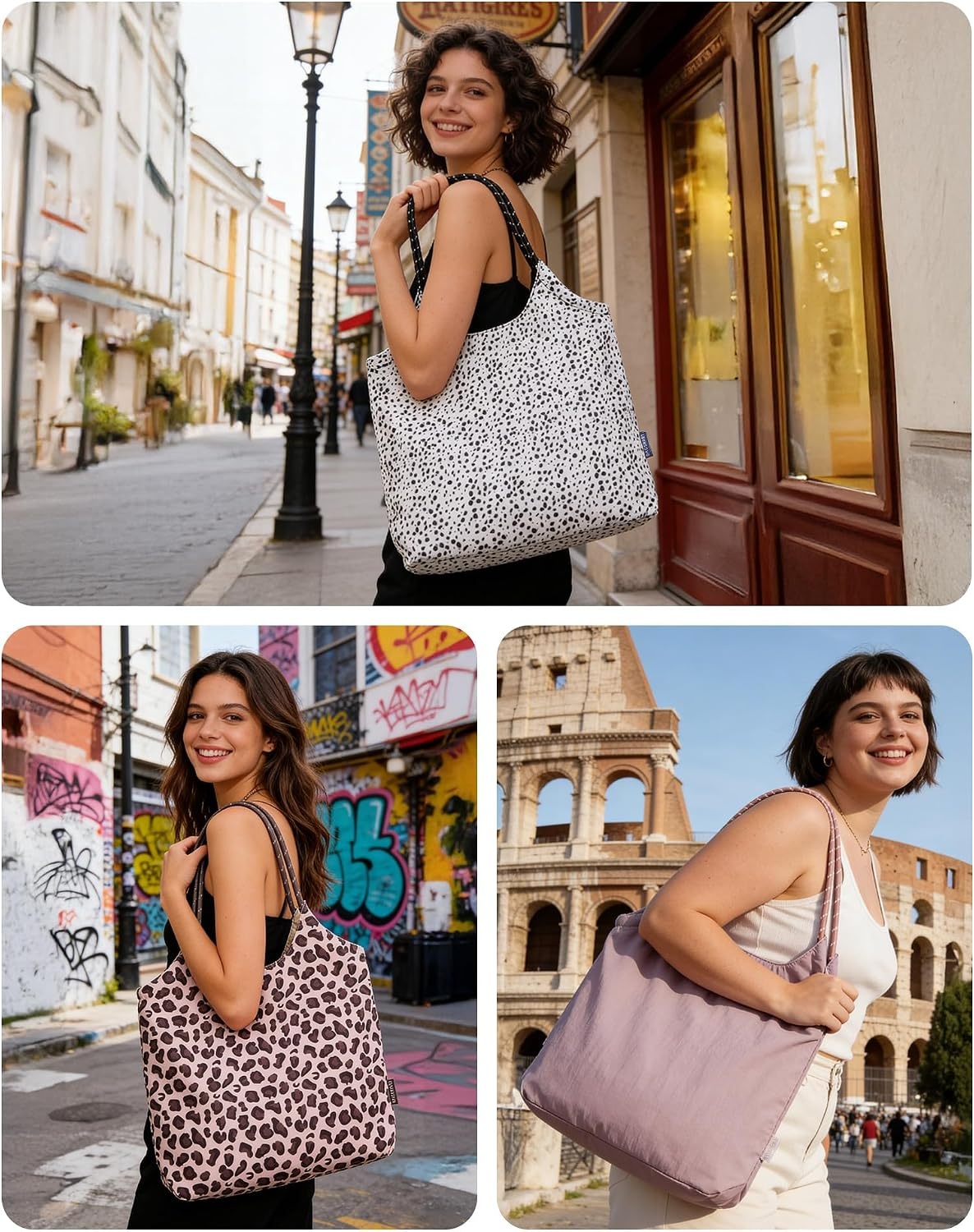 image:imageBAGSMART Tote Bag for Women Travel Tote Beach Bag with Zipper for GymNavy Stripes