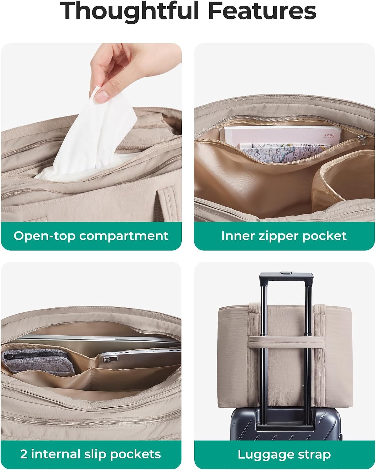 image:imageBAGSMART Tote Bag for Women with Compartments Work Tote Bag with ZipperBaby Pink