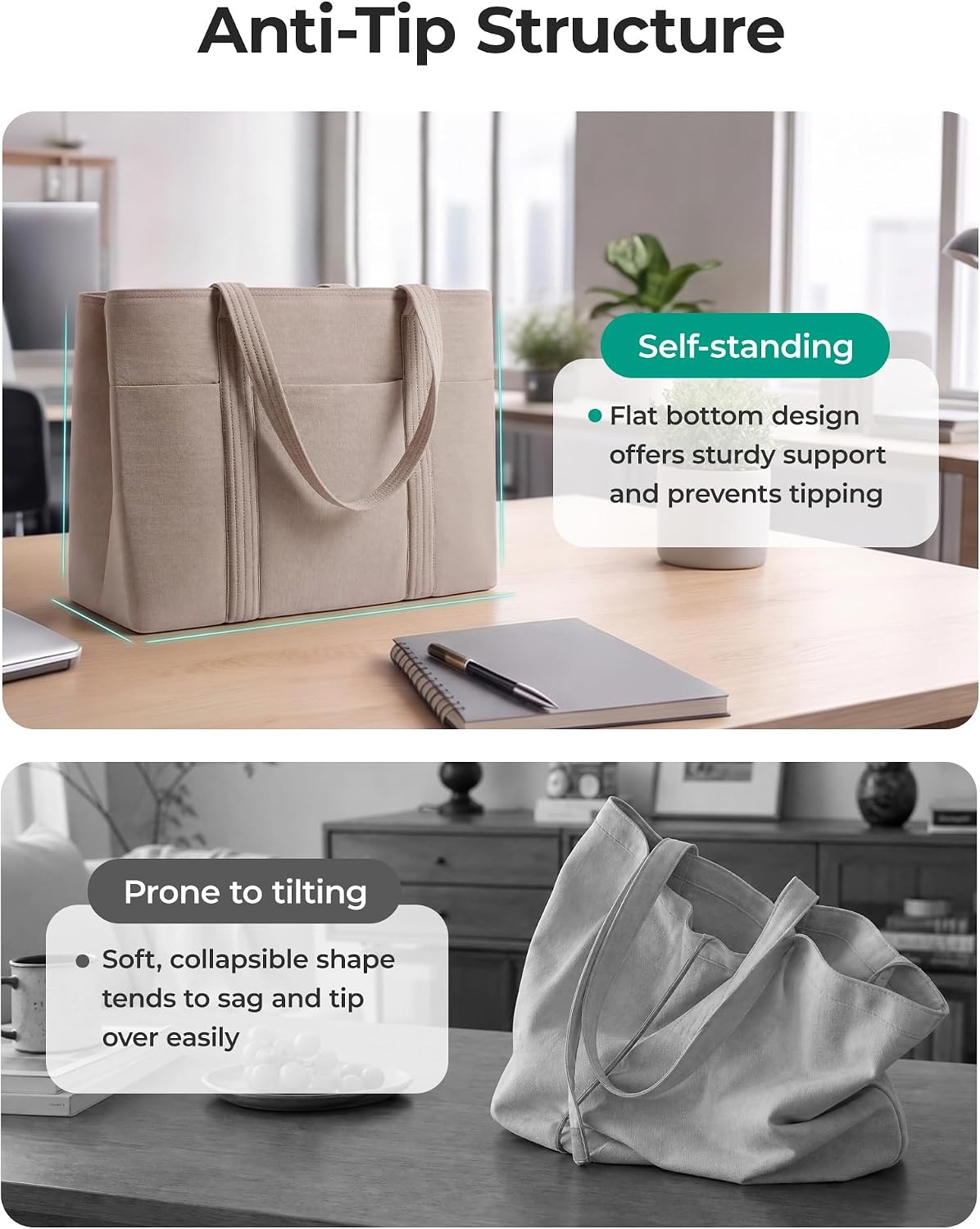image:imageBAGSMART Tote Bag for Women with Compartments Work Tote Bag with ZipperBaby Pink