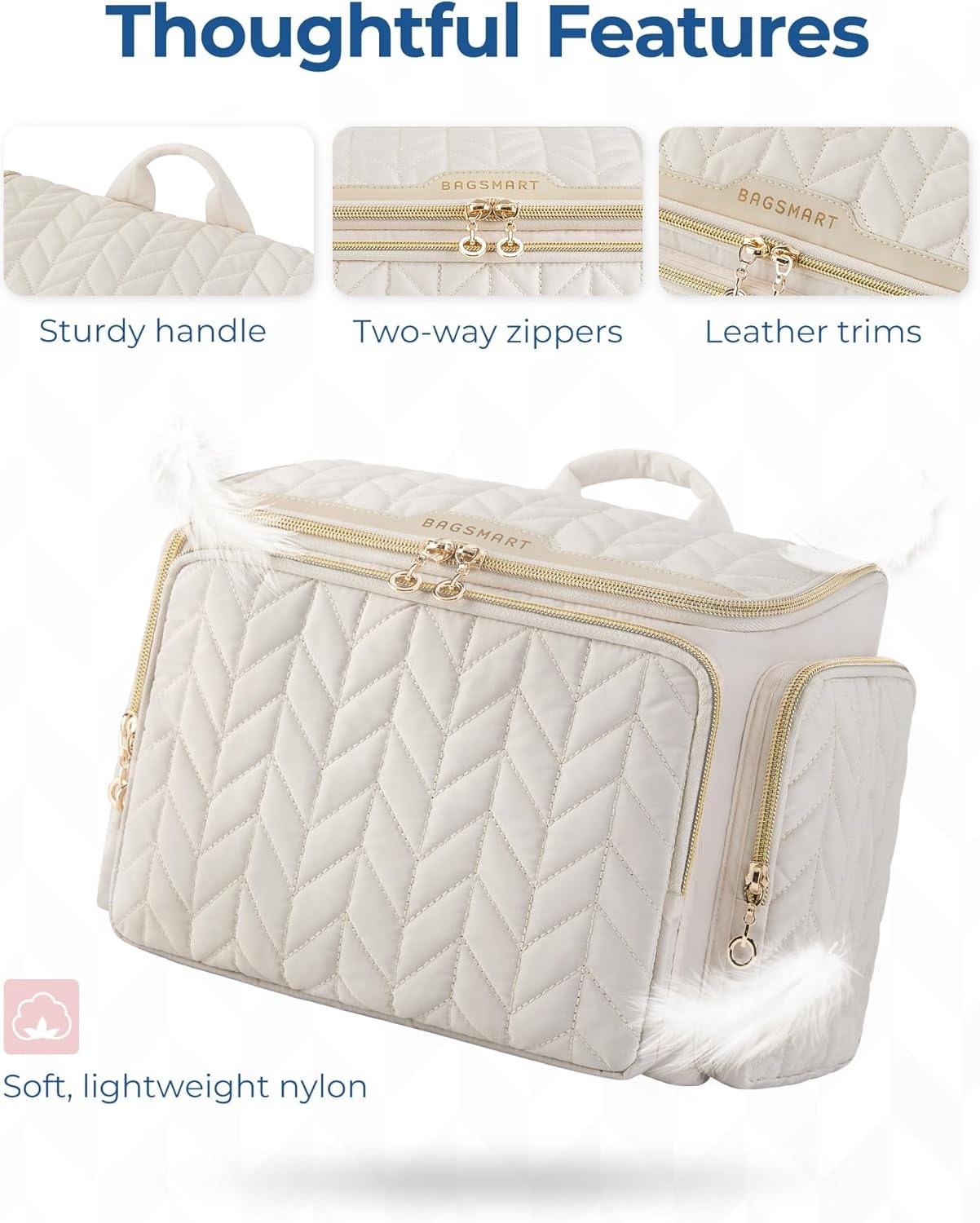 image:imageBAGSMART Travel Toiletry Bag Large Wideopen Travel Bag for Toiletries Makeup Cosmetic Travel Bag with HandleCamelCamel