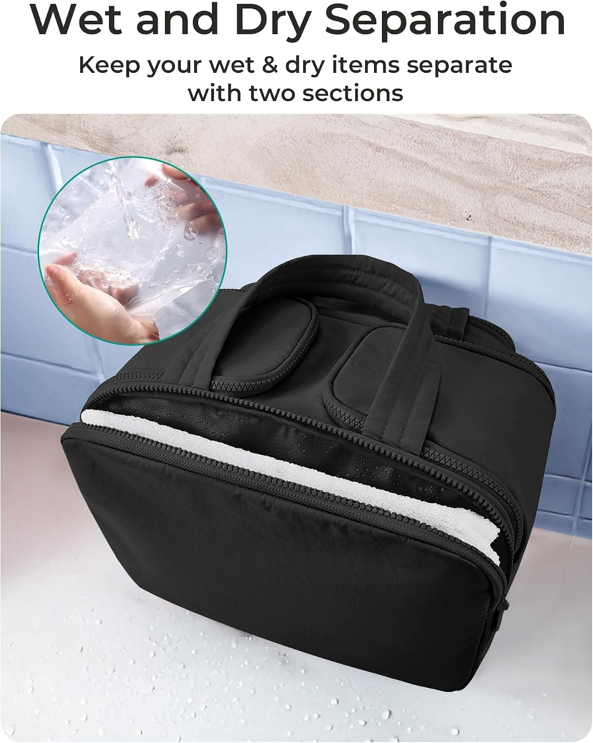 image:imageBAGSMART Travel Toiletry Bag Lightweight Large Wideopen Travel Bag for Women Puffy Cosmetic Makeup Bag Organizer with Handle for AccessoriesEssentials Toiletries Dark PinkMisty Teal