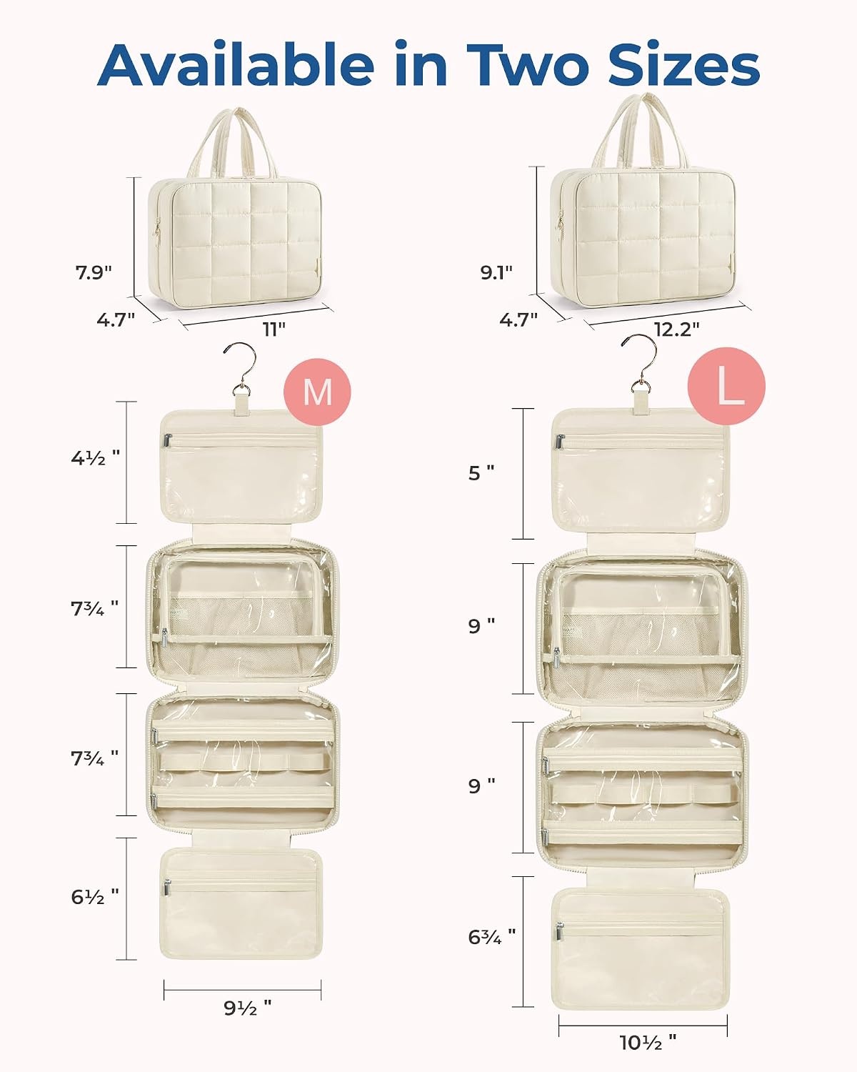 image:imageBAGSMART Travel Toiletry Bag for Womne Hanging Travel Bag for Toiletries Puffy Makeup Cosmetic Bag Organizer Carryon Travel Accessories Essentials CamelBeige2