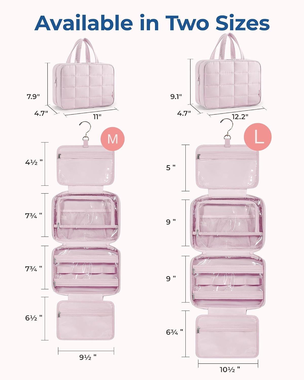 image:imageBAGSMART Travel Toiletry Bag for Womne Hanging Travel Bag for Toiletries Puffy Makeup Cosmetic Bag Organizer Carryon Travel Accessories Essentials CamelPink2