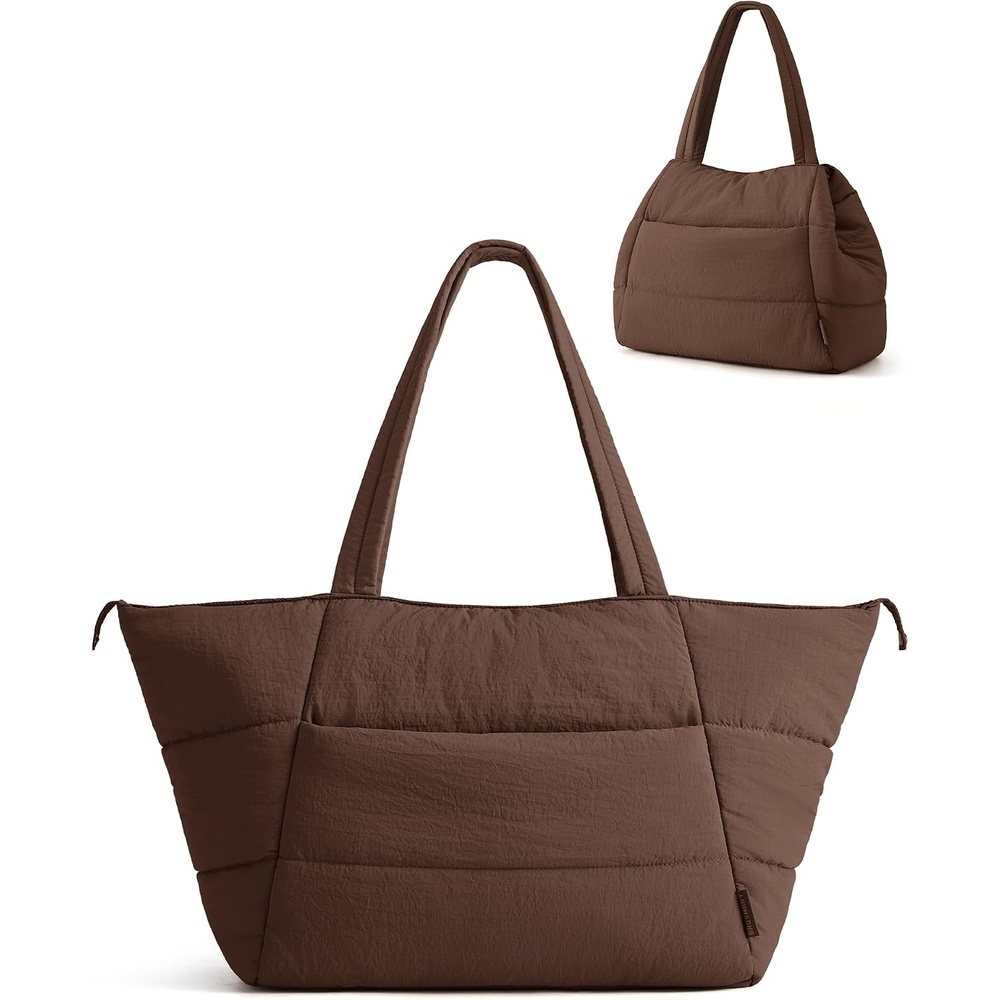 image:imageBAGSMART 2in1 Tote Bag for Women Puffy Trapezoid Work Travel HandbagChocolate