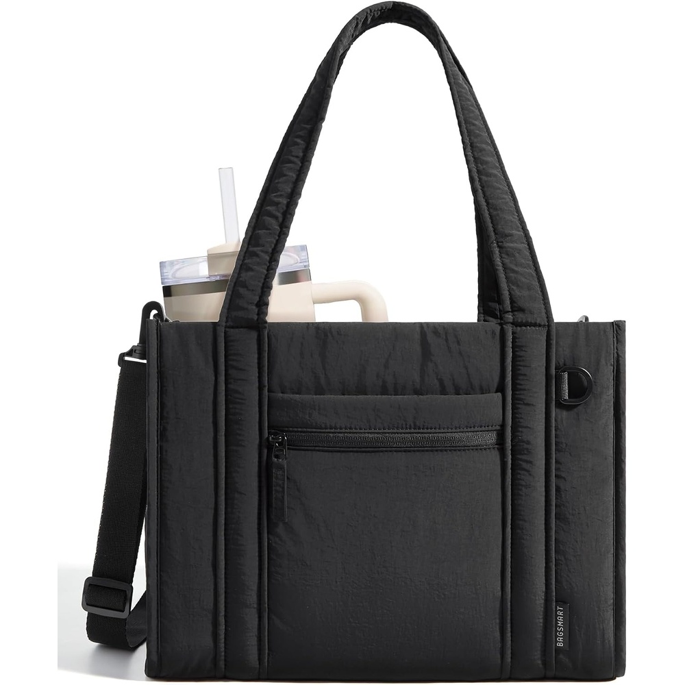 image:imageBAGSMART Boxy Tote Bag for Women Crossbody Work Bag with ZipperBlack