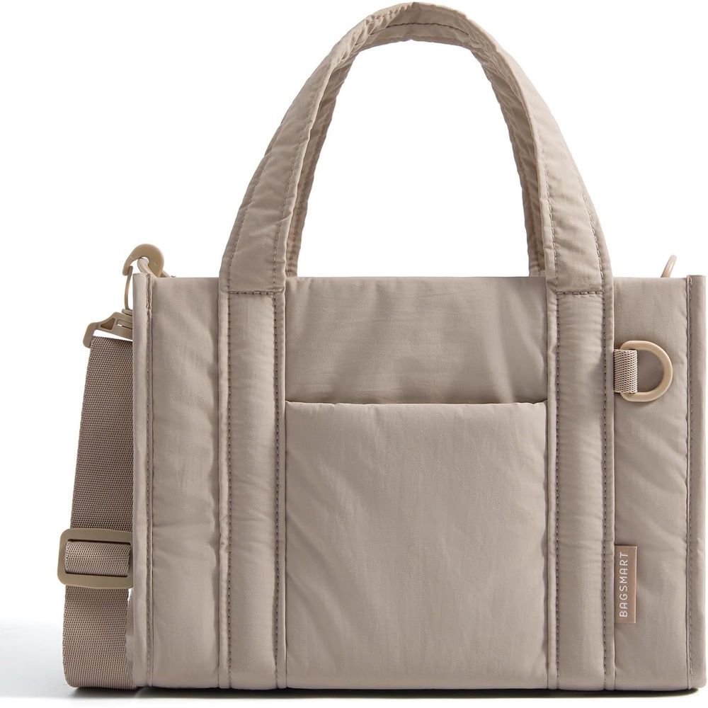 image:imageBAGSMART Boxy Tote Bag for Women Crossbody Work Bag with ZipperKhaki