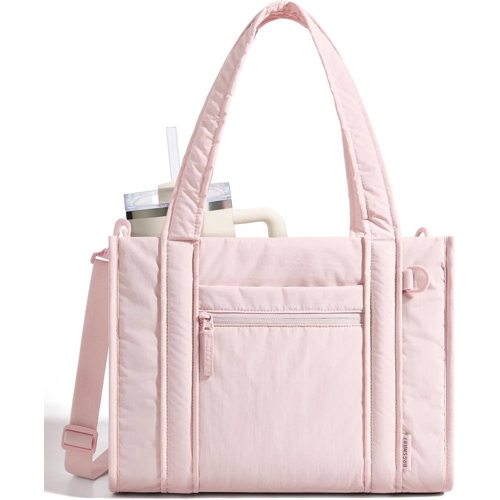 image:imageBAGSMART Boxy Tote Bag for Women Crossbody Work Bag with ZipperPink