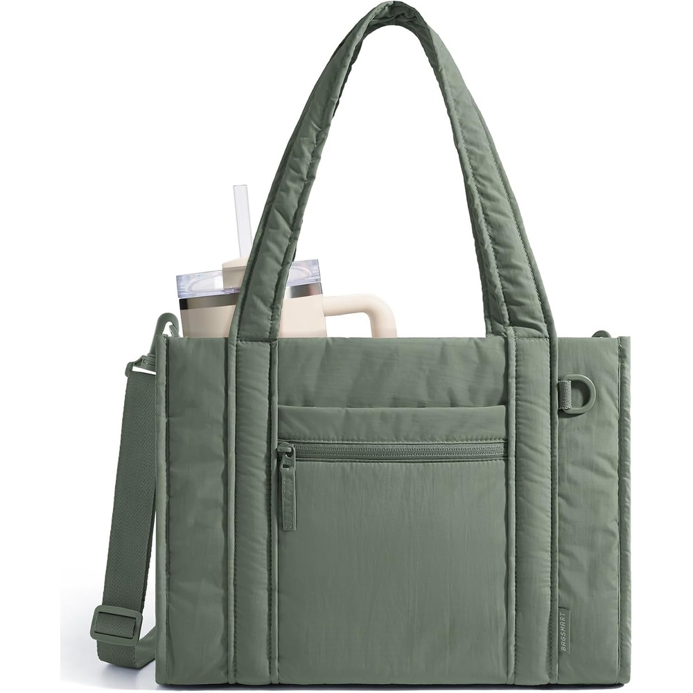 image:imageBAGSMART Boxy Tote Bag for Women Crossbody Work Bag with ZipperSage