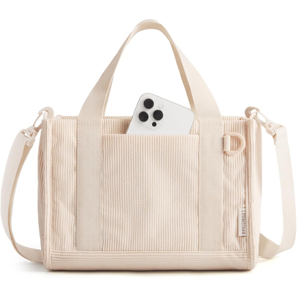 image:imageBAGSMART Corduroy Tote Bag for Women Small College Teacher Laptop HandbagBeige