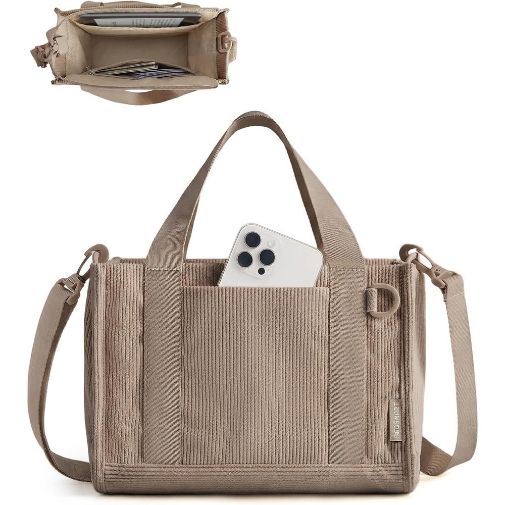 image:imageBAGSMART Corduroy Tote Bag for Women Small College Teacher Laptop HandbagLatte Brown