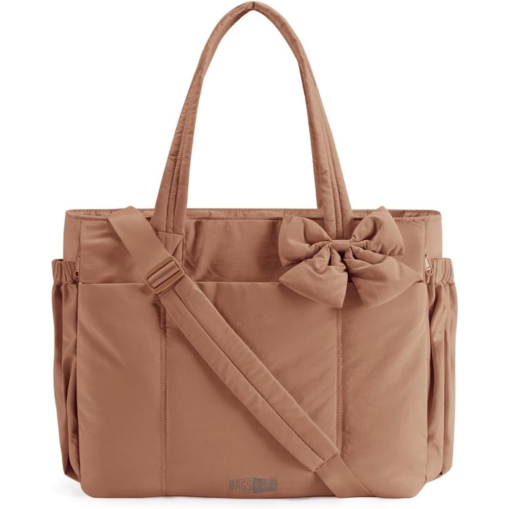 image:imageBAGSMART Crush Bow Tote Bag for Women Puffer Travel Work Yoga Laptop BagAutumn Leaf