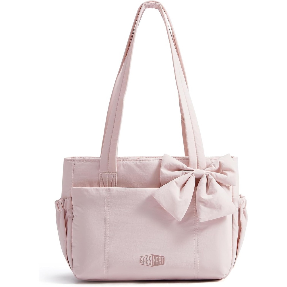 image:imageBAGSMART Crush Bow Tote Bag for Women Puffer Travel Work Yoga Laptop BagBaby Pink