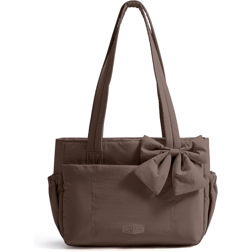 image:imageBAGSMART Crush Bow Tote Bag for Women Puffer Travel Work Yoga Laptop BagDark Brown