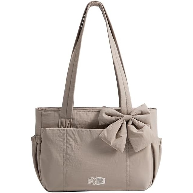 image:imageBAGSMART Crush Bow Tote Bag for Women Puffer Travel Work Yoga Laptop BagLatte Camel