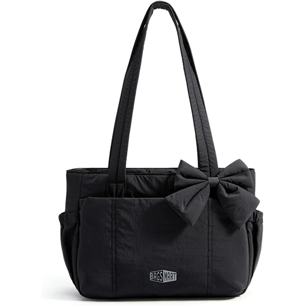 image:imageBAGSMART Crush Bow Tote Bag for Women Puffer Travel Work Yoga Laptop BagPower Black