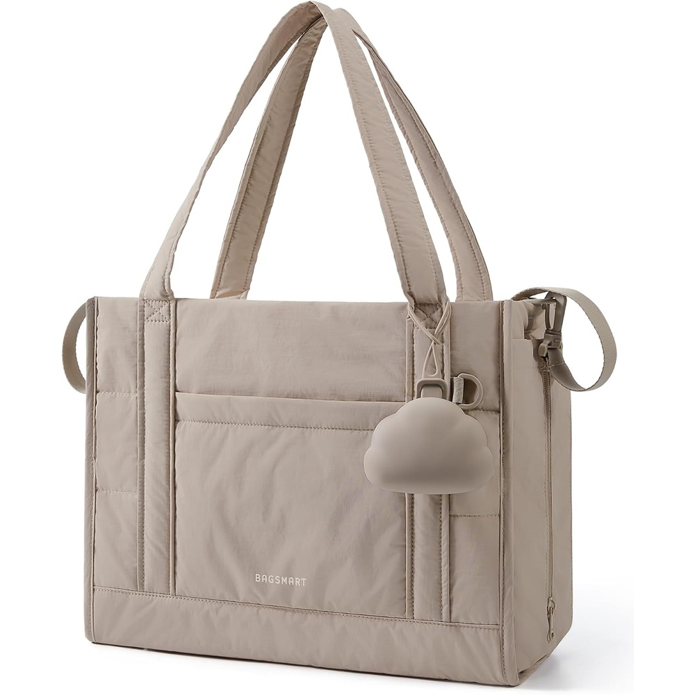 image:imageBAGSMART Diaper Bag Tote Puffer Baby Bag Lightweight for Travel WorkGrayish Brown