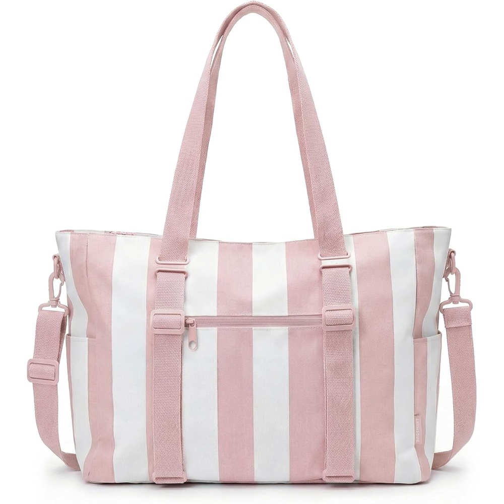image:imageBAGSMART Large Beach Bag for Women Oversize Tote Bag for TravelSwim PoolSummerPink Stripe