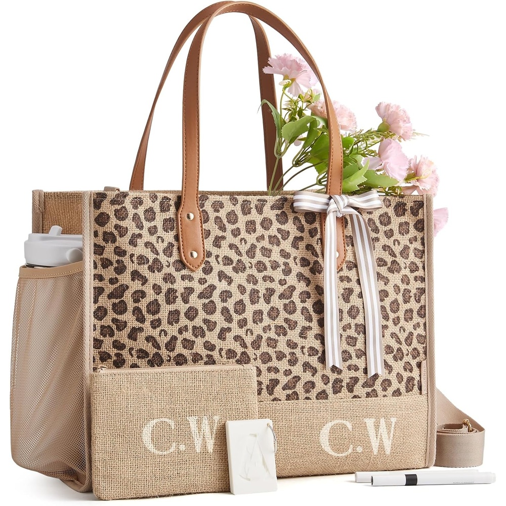 image:imageBAGSMART Personalized DIY Tote Bag for Women 206L24L Shoulder HandbagCaramel Leopard