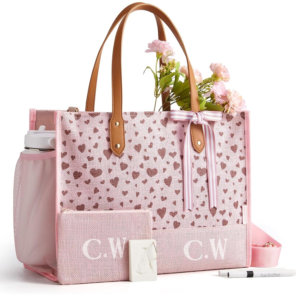 image:imageBAGSMART Personalized DIY Tote Bag for Women 206L24L Shoulder HandbagPink Heart