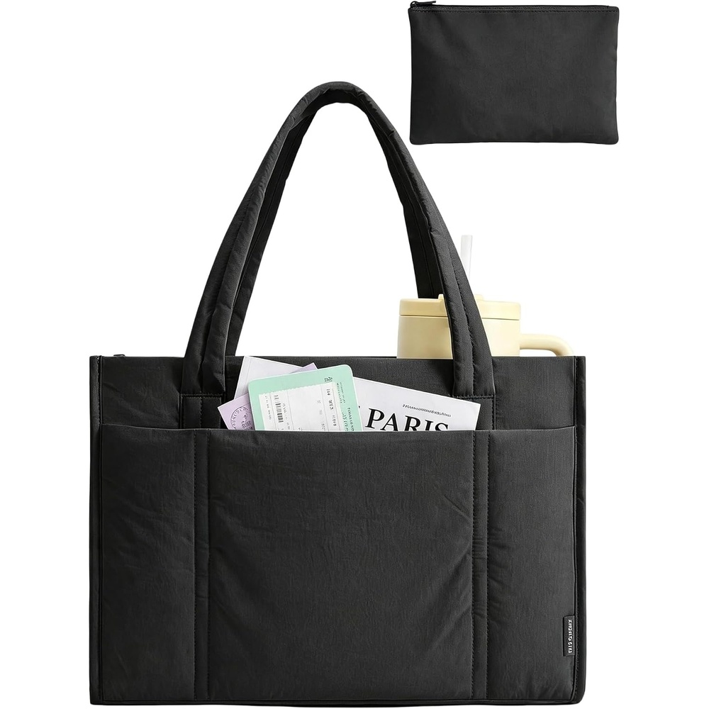 image:imageBAGSMART Puffer Tote Bag for Women 21L26L Work Tote Shoulder HandbagBlack1