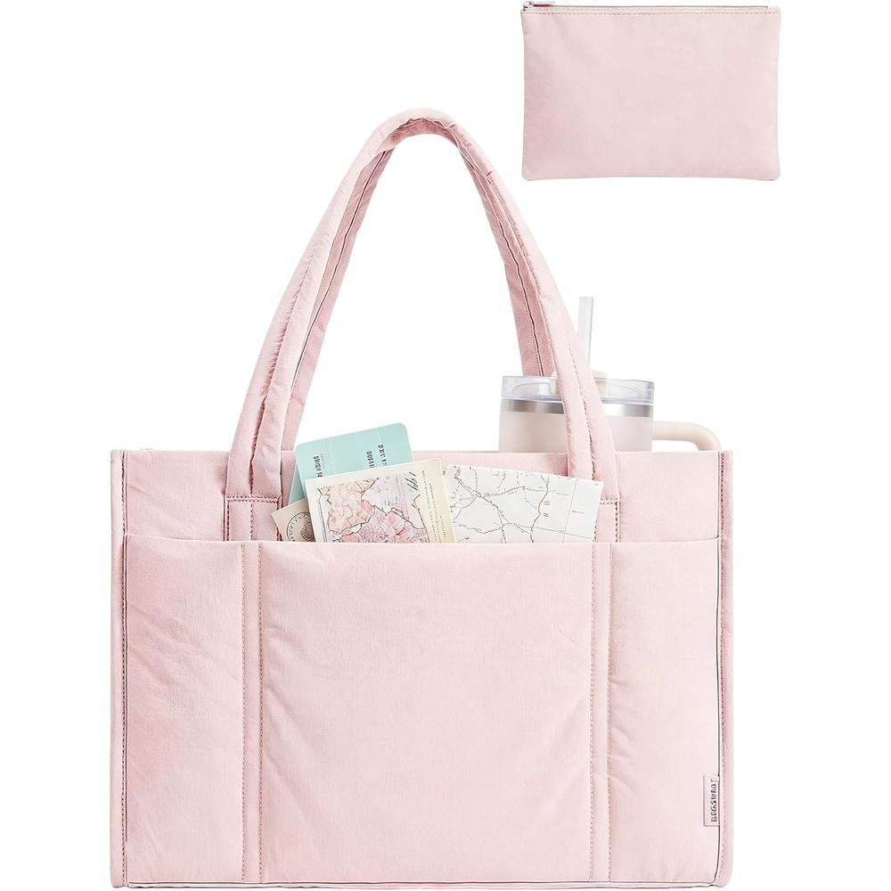 image:imageBAGSMART Puffer Tote Bag for Women 21L26L Work Tote Shoulder HandbagPink1