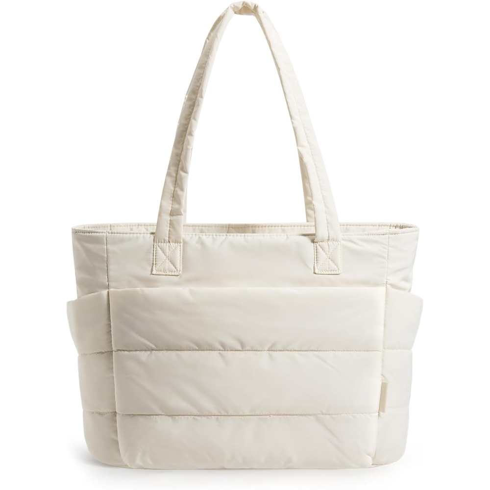 image:imageBAGSMART Puffy Tote Bag for Women Lightweight Work Tote HandbagBeige