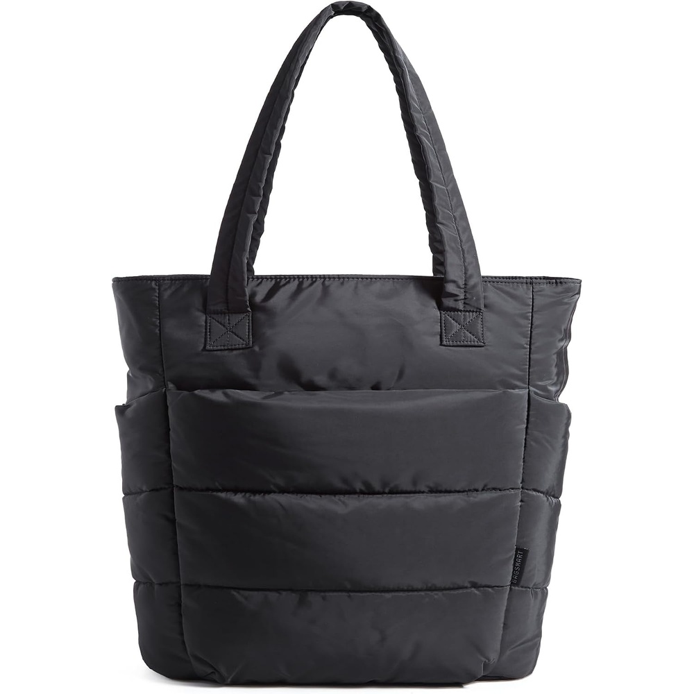 image:imageBAGSMART Puffy Tote Bag for Women Lightweight Work Tote HandbagDark Black