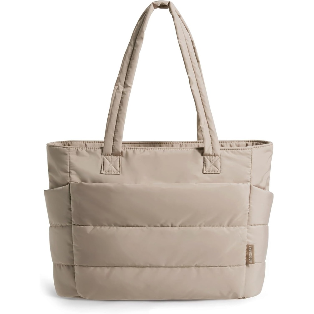 image:imageBAGSMART Puffy Tote Bag for Women Lightweight Work Tote HandbagGrayish Brown