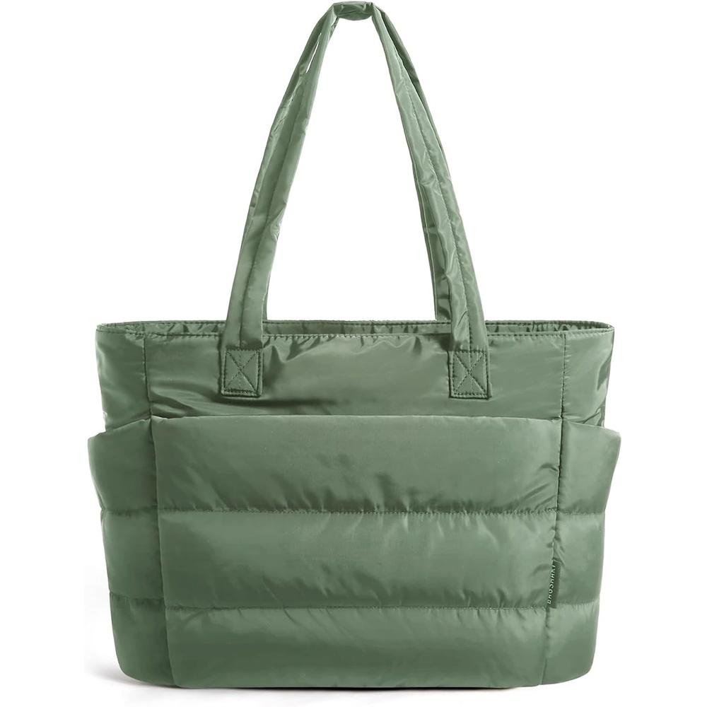 image:imageBAGSMART Puffy Tote Bag for Women Lightweight Work Tote HandbagHaze Green