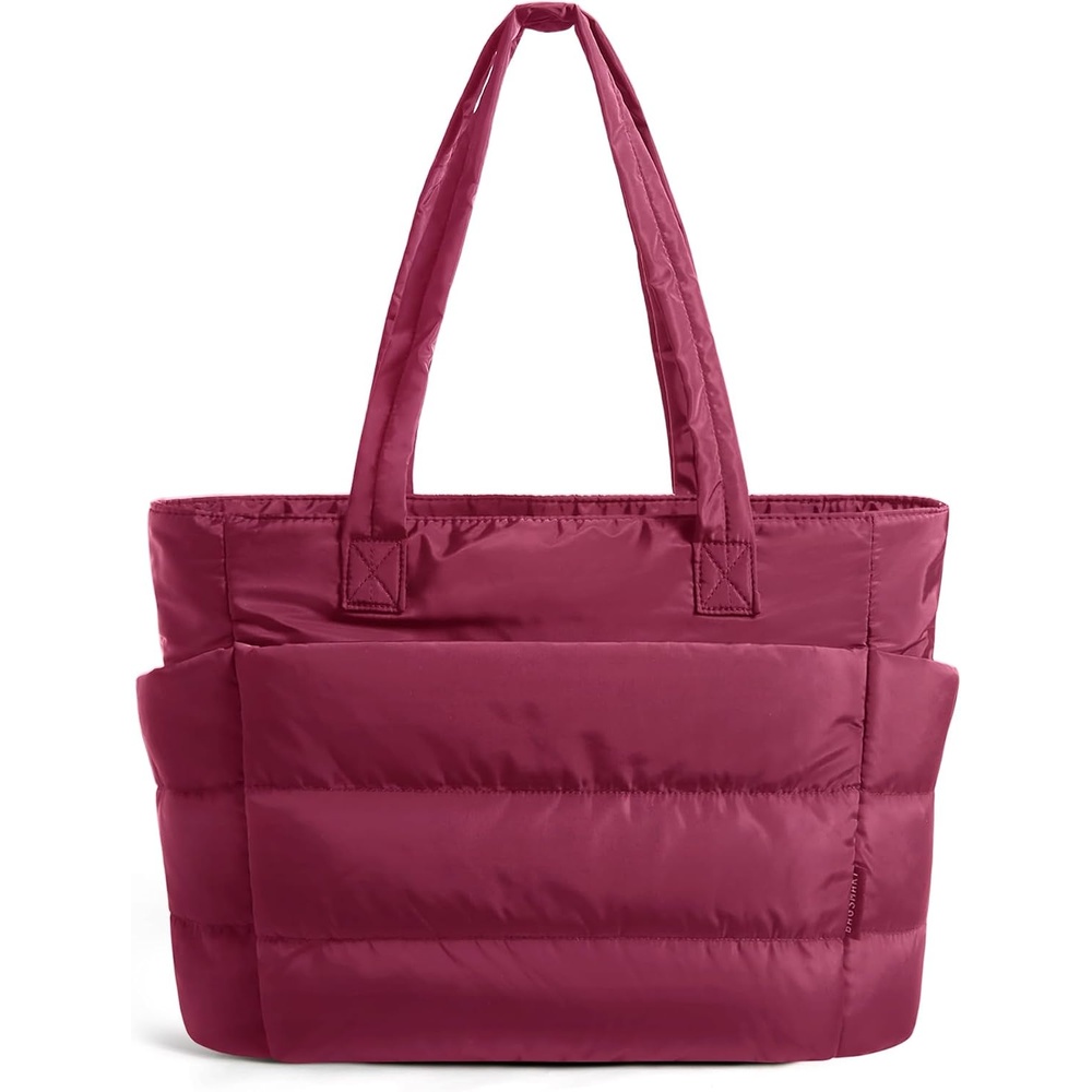 image:imageBAGSMART Puffy Tote Bag for Women Lightweight Work Tote HandbagVintage Berry