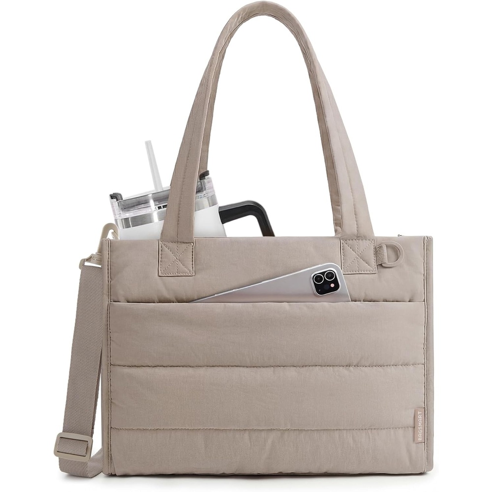 image:imageBAGSMART Small Tote Bag for Women Work Teacher Bag with Zipper ClosureCamel