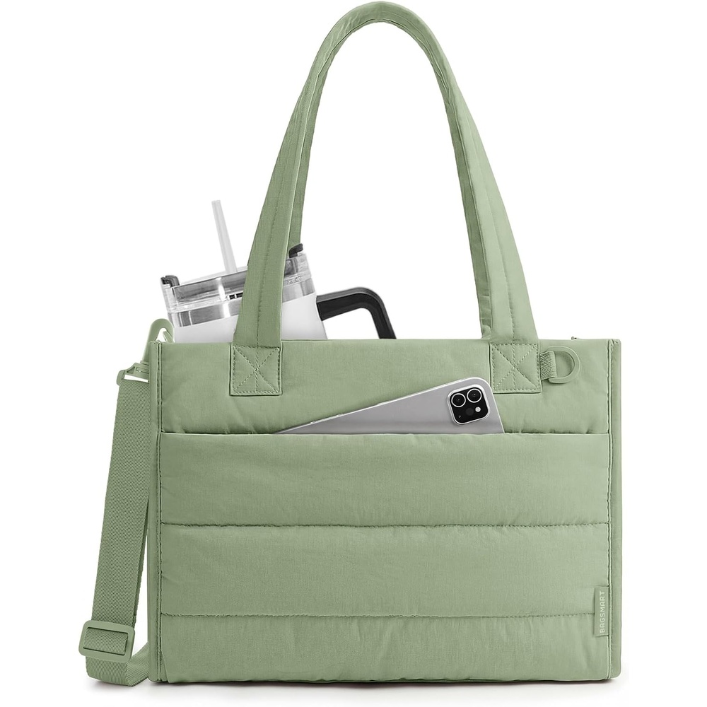 image:imageBAGSMART Small Tote Bag for Women Work Teacher Bag with Zipper ClosureGreen