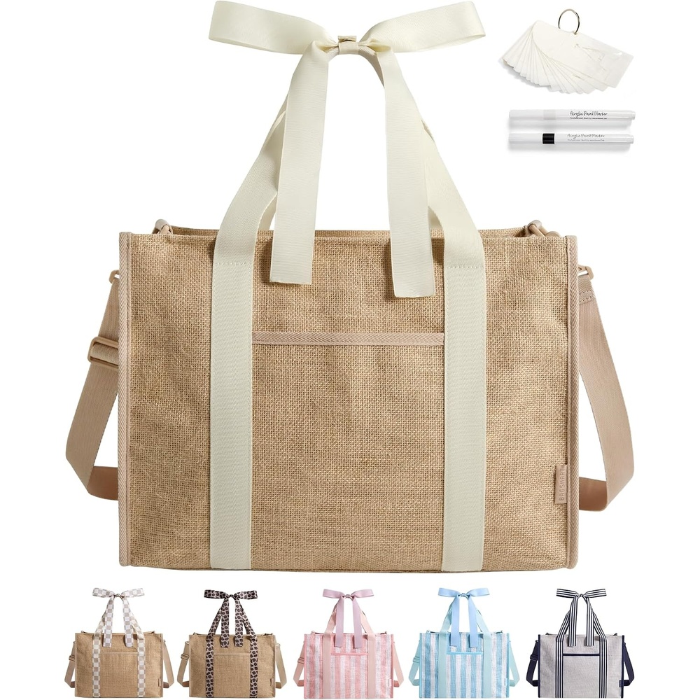 image:imageBAGSMART Tote Bag for Women Personalized Teacher Appreciation GiftsJute Beige Webbing